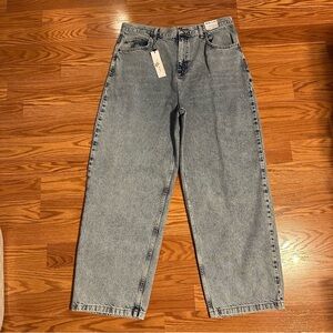 Top Shop NWT Baggy Wide Leg High Rise Light Wash Denim Jeans size 12 or 34x30